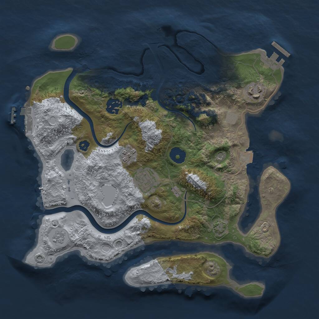 Rust Map: Procedural Map, Size: 3000, Seed: 8390, 10 Monuments