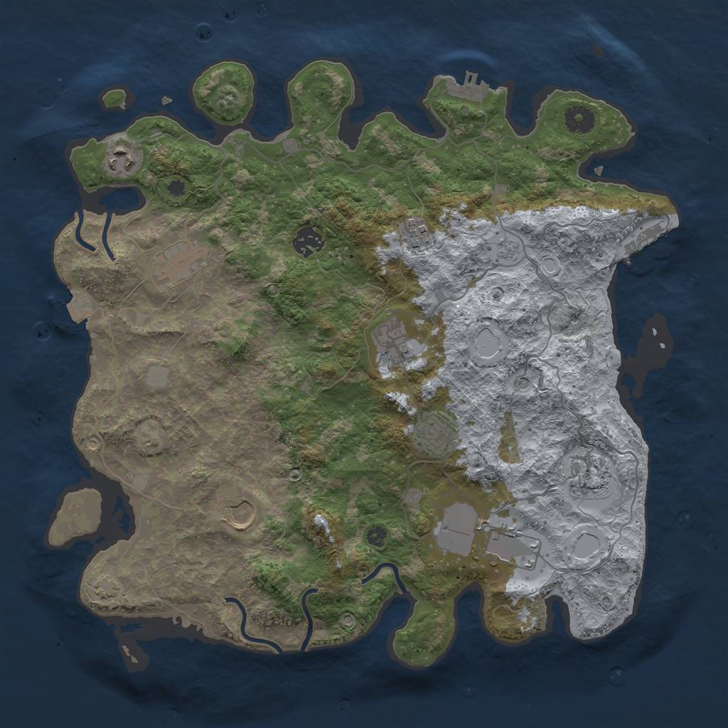 Rust Map: Procedural Map, Size: 3750, Seed: 55872136, 17 Monuments