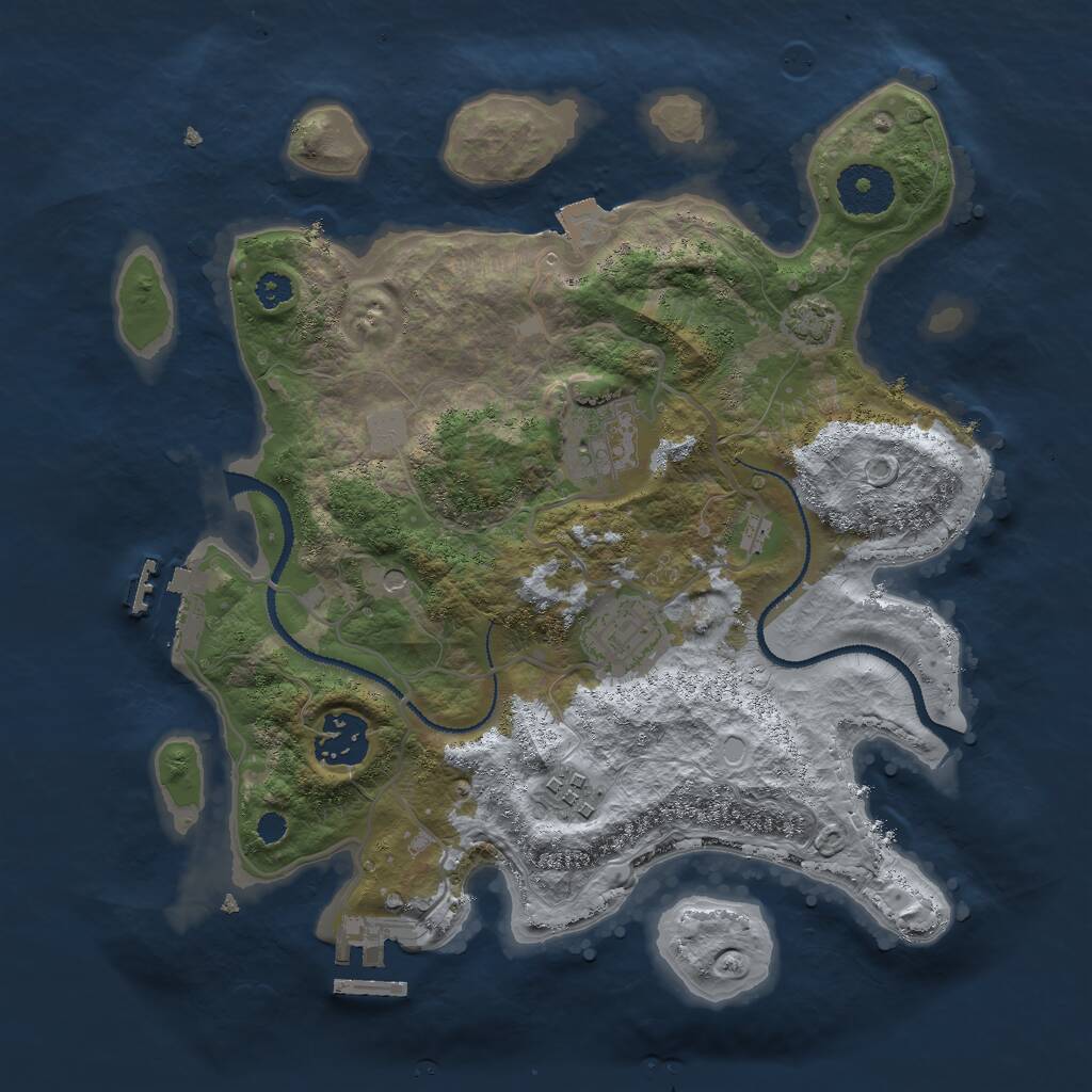 Rust Map: Procedural Map, Size: 3000, Seed: 22714, 9 Monuments