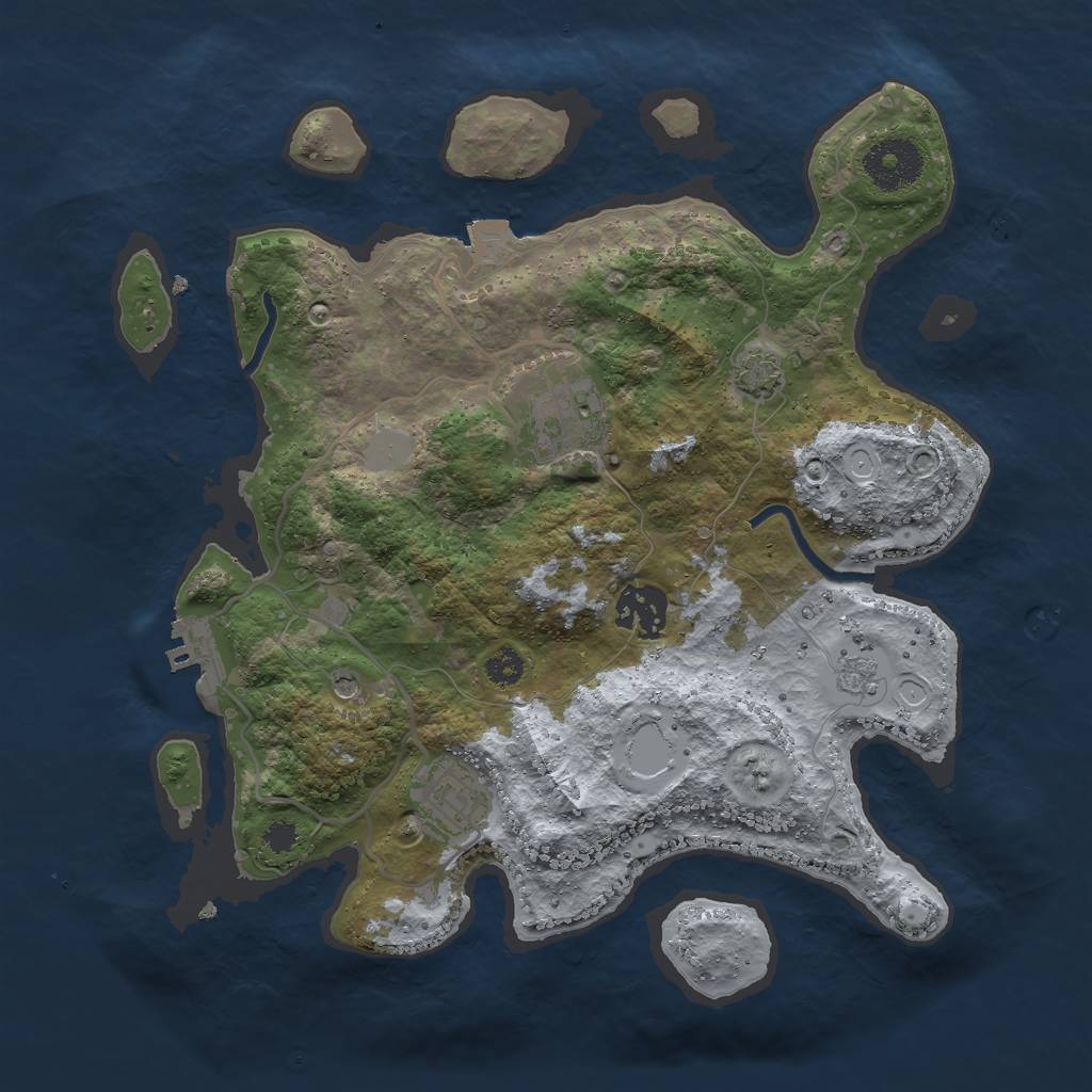 Rust Map: Procedural Map, Size: 3000, Seed: 22714, 10 Monuments