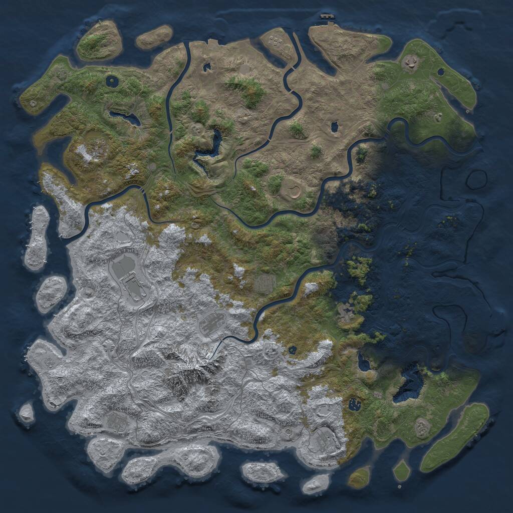Rust Map: Procedural Map, Size: 6000, Seed: 1402501665, 17 Monuments