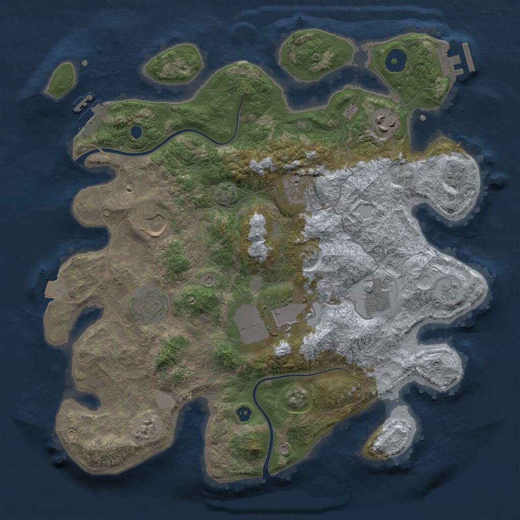 Rust Map: Procedural Map, Size: 3500, Seed: 47821642, 13 Monuments