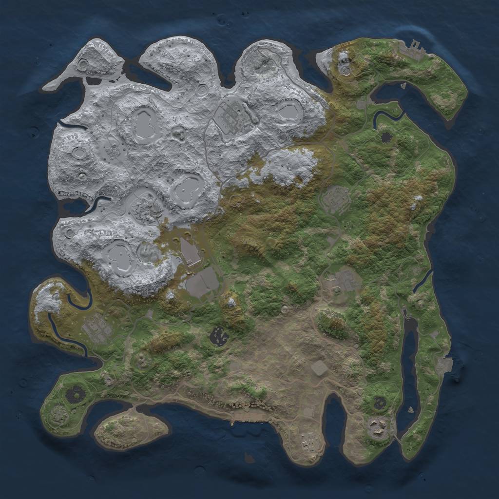 Rust Map: Procedural Map, Size: 4000, Seed: 52369745, 17 Monuments