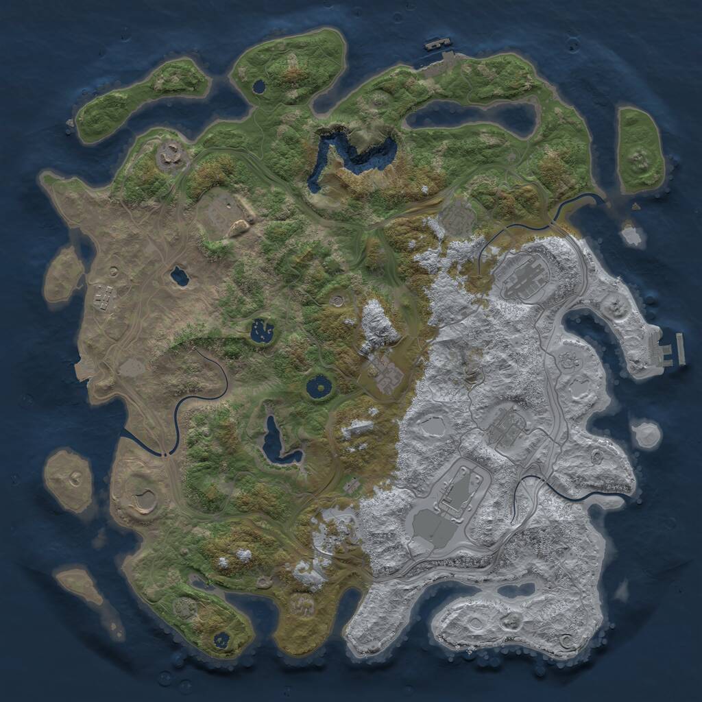 Rust Map: Procedural Map, Size: 4400, Seed: 50032790, 17 Monuments
