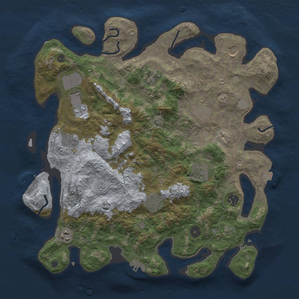 Rust Map: Procedural Map, Size: 4000, Seed: 1910770143, 18 Monuments