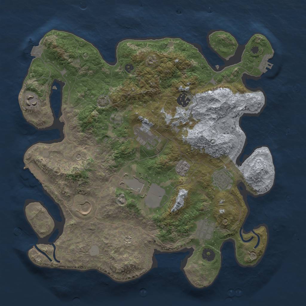 Rust Map: Procedural Map, Size: 3500, Seed: 433254599, 16 Monuments