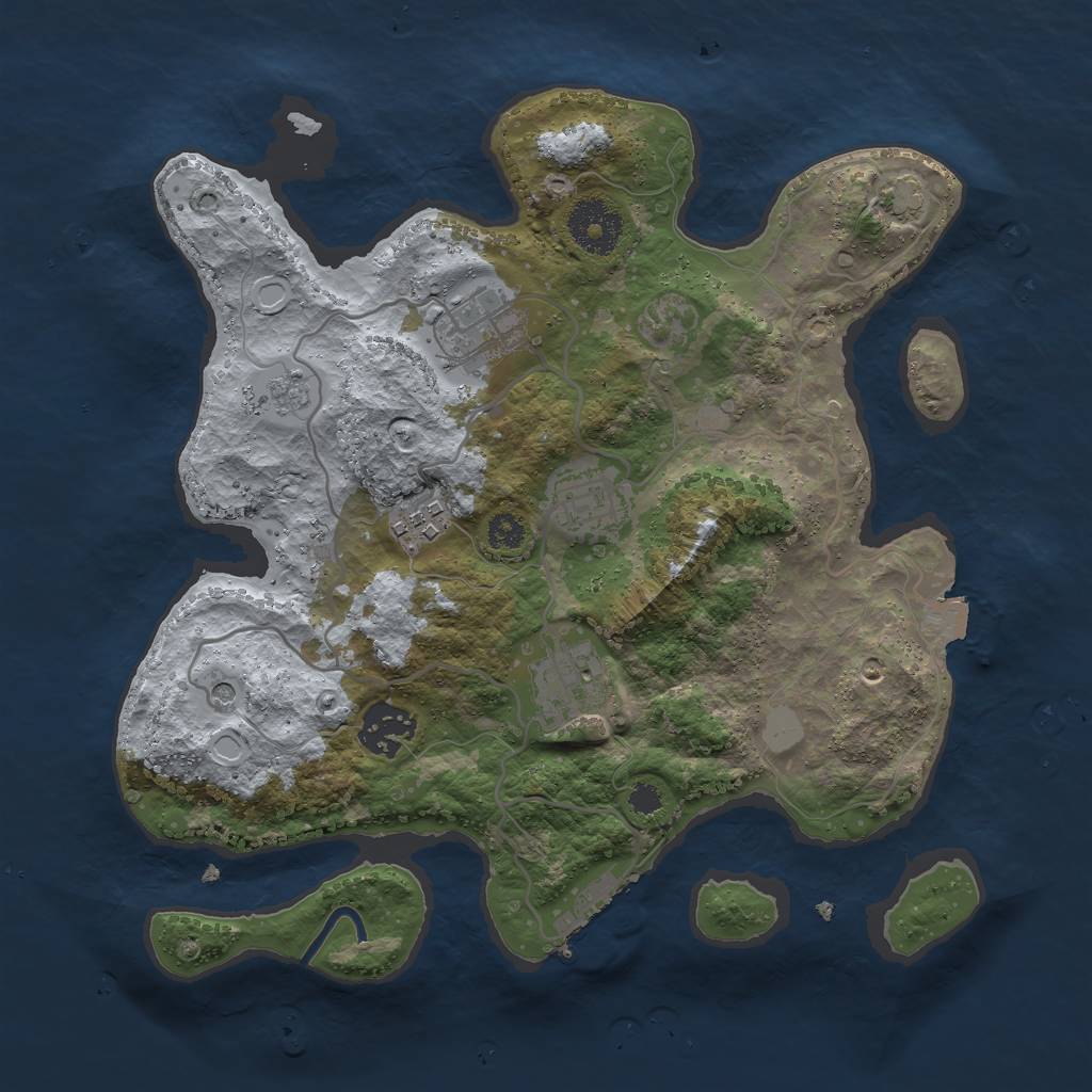 Rust Map: Procedural Map, Size: 3000, Seed: 1034187530, 12 Monuments