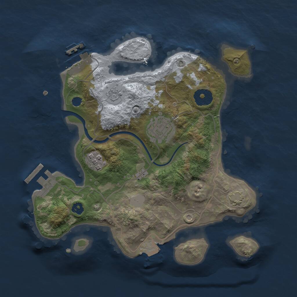 Rust Map: Procedural Map, Size: 2500, Seed: 2127256588, 7 Monuments