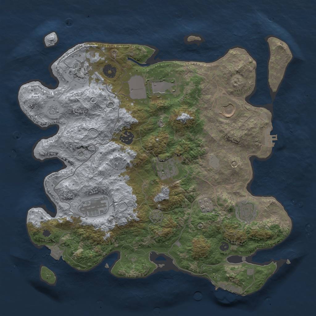 Rust Map: Procedural Map, Size: 3500, Seed: 229812929, 16 Monuments