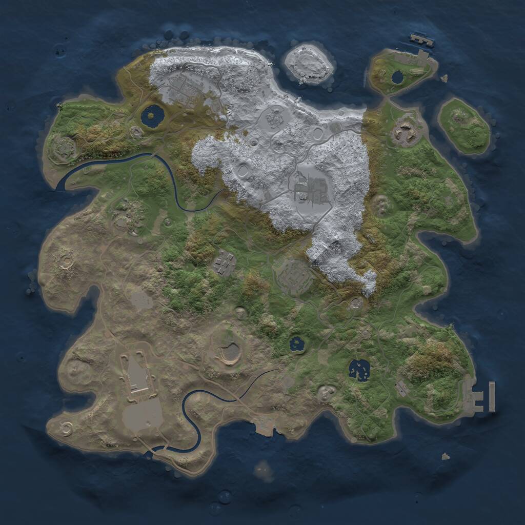Rust Map: Procedural Map, Size: 3500, Seed: 660929729, 15 Monuments