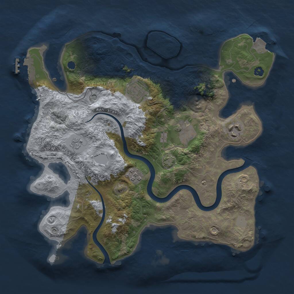 Rust Map: Procedural Map, Size: 3000, Seed: 28968, 9 Monuments