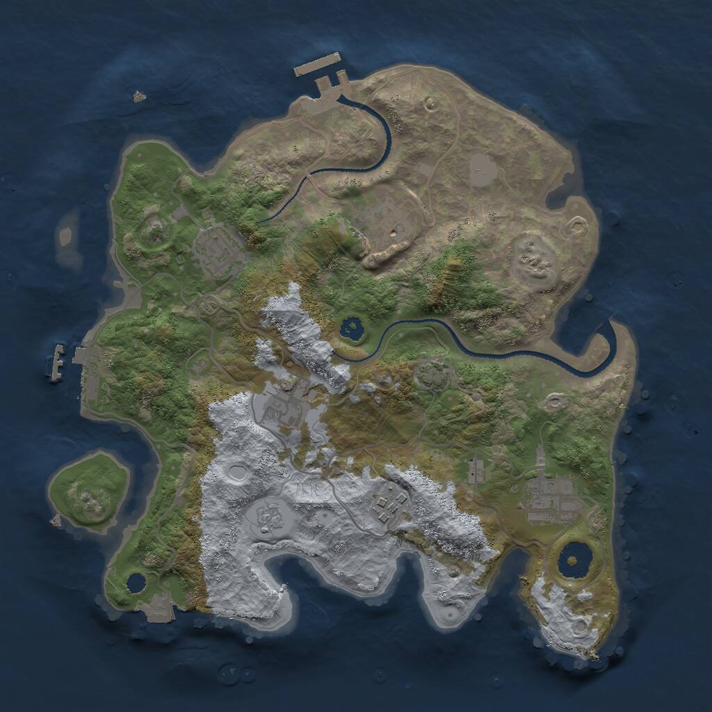 Rust Map: Procedural Map, Size: 3000, Seed: 16491, 10 Monuments