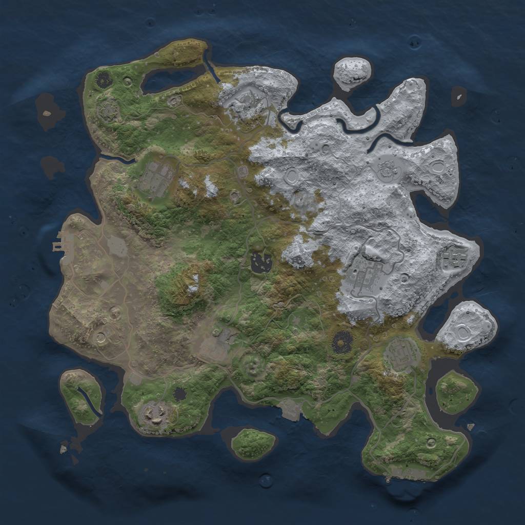 Rust Map: Procedural Map, Size: 3450, Seed: 90406025, 16 Monuments