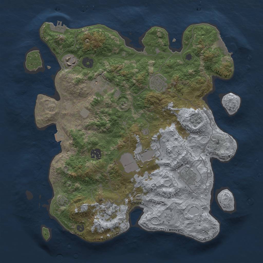 Rust Map: Procedural Map, Size: 3500, Seed: 740637175, 15 Monuments