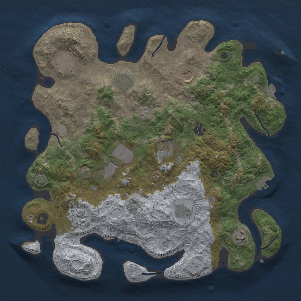 Rust Map: Procedural Map, Size: 3850, Seed: 825611770, 18 Monuments