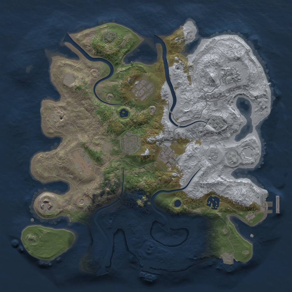 Rust Map: Procedural Map, Size: 3300, Seed: 1694580360, 14 Monuments