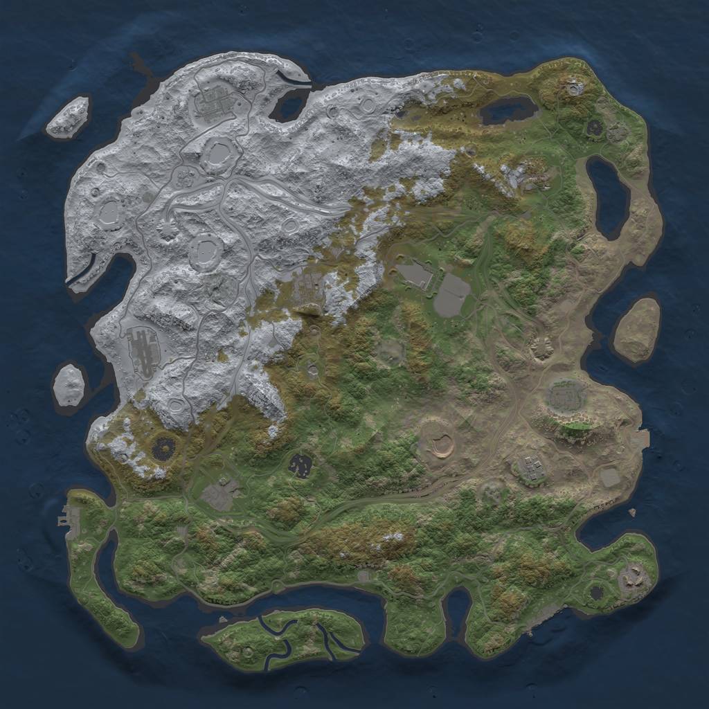 Rust Map: Procedural Map, Size: 4500, Seed: 1354600, 19 Monuments