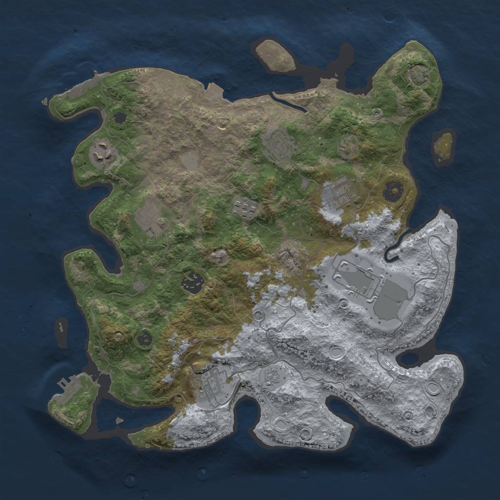 Rust Map: Procedural Map, Size: 3500, Seed: 75196898, 16 Monuments