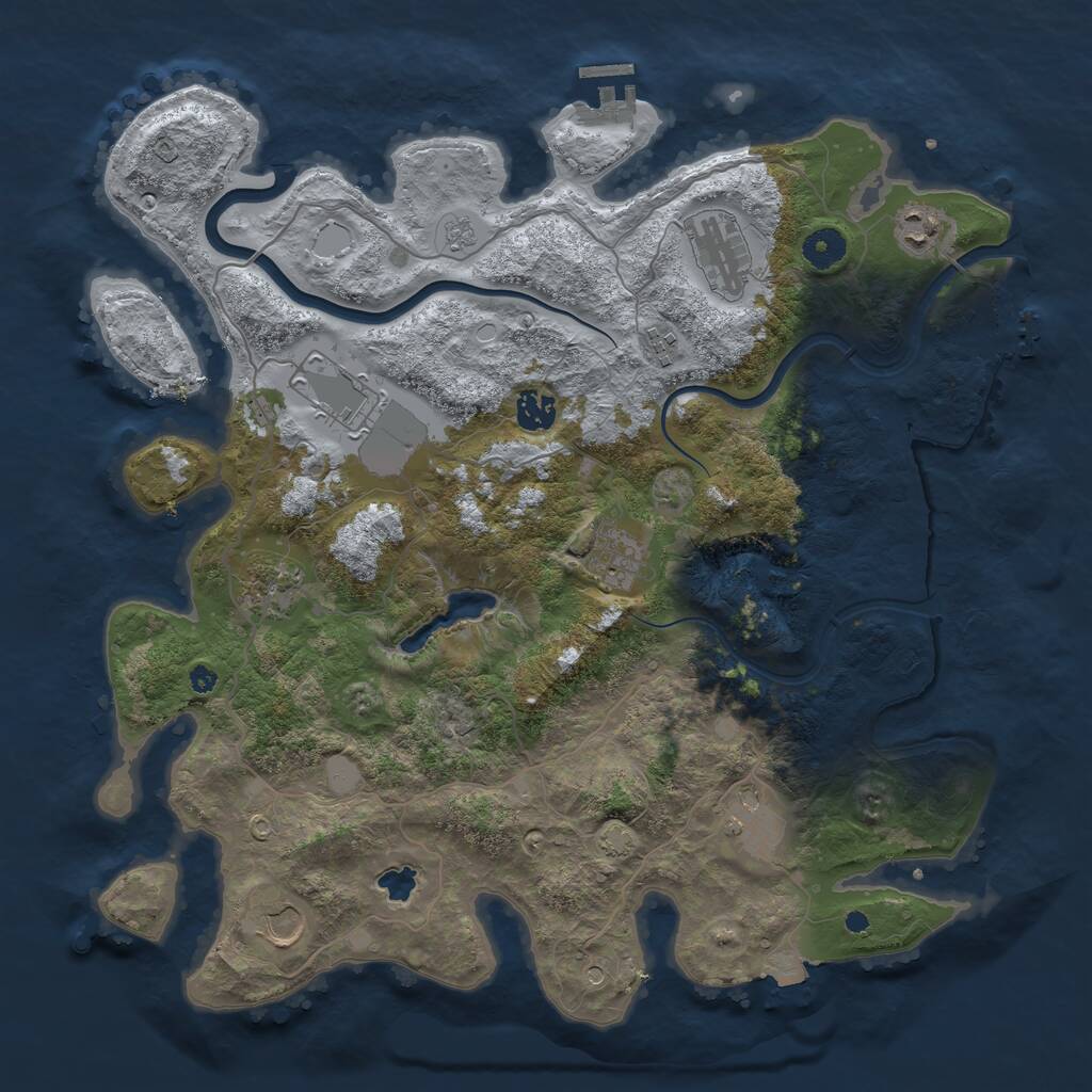 Rust Map: Procedural Map, Size: 4000, Seed: 2046261474, 15 Monuments