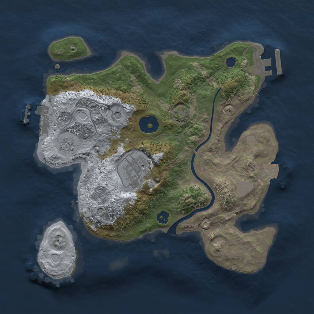 Rust Map: Procedural Map, Size: 2500, Seed: 553950912, 7 Monuments
