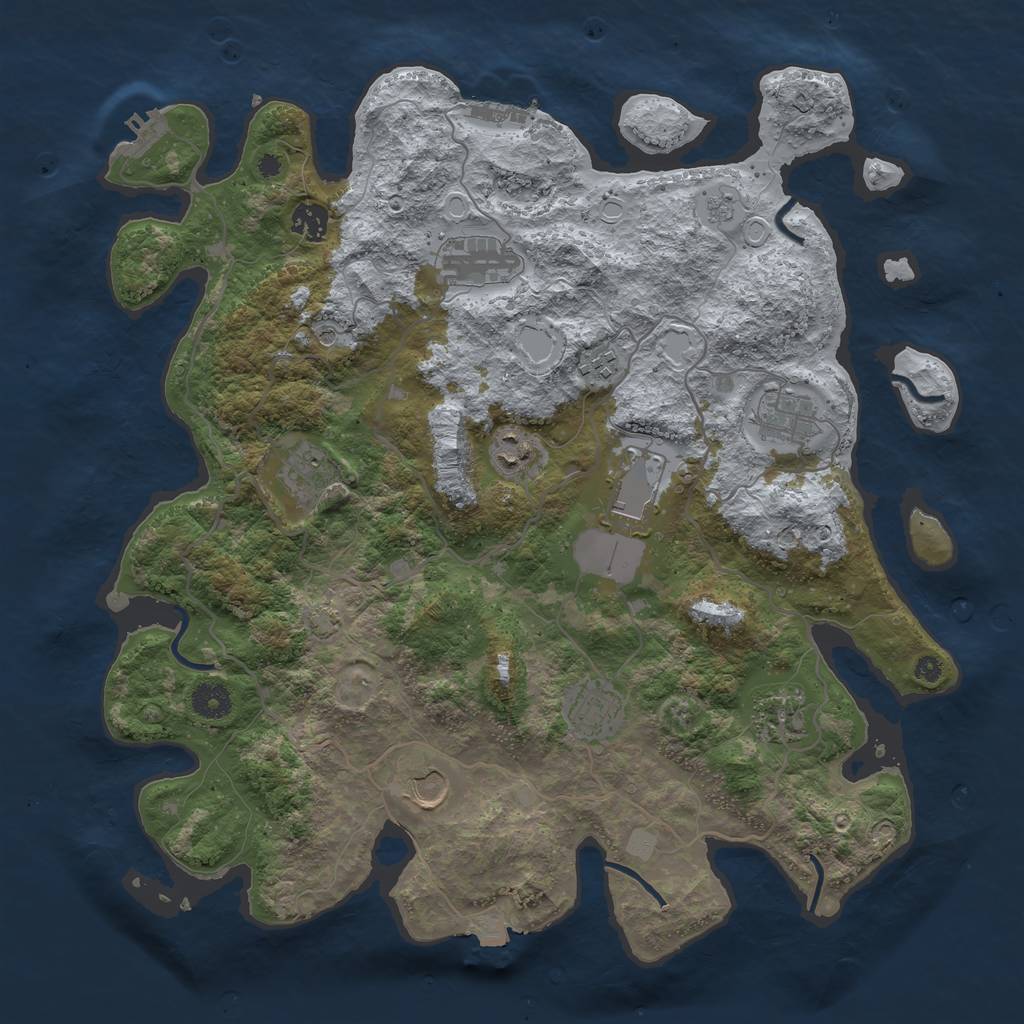 Rust Map: Procedural Map, Size: 4000, Seed: 201628163, 18 Monuments