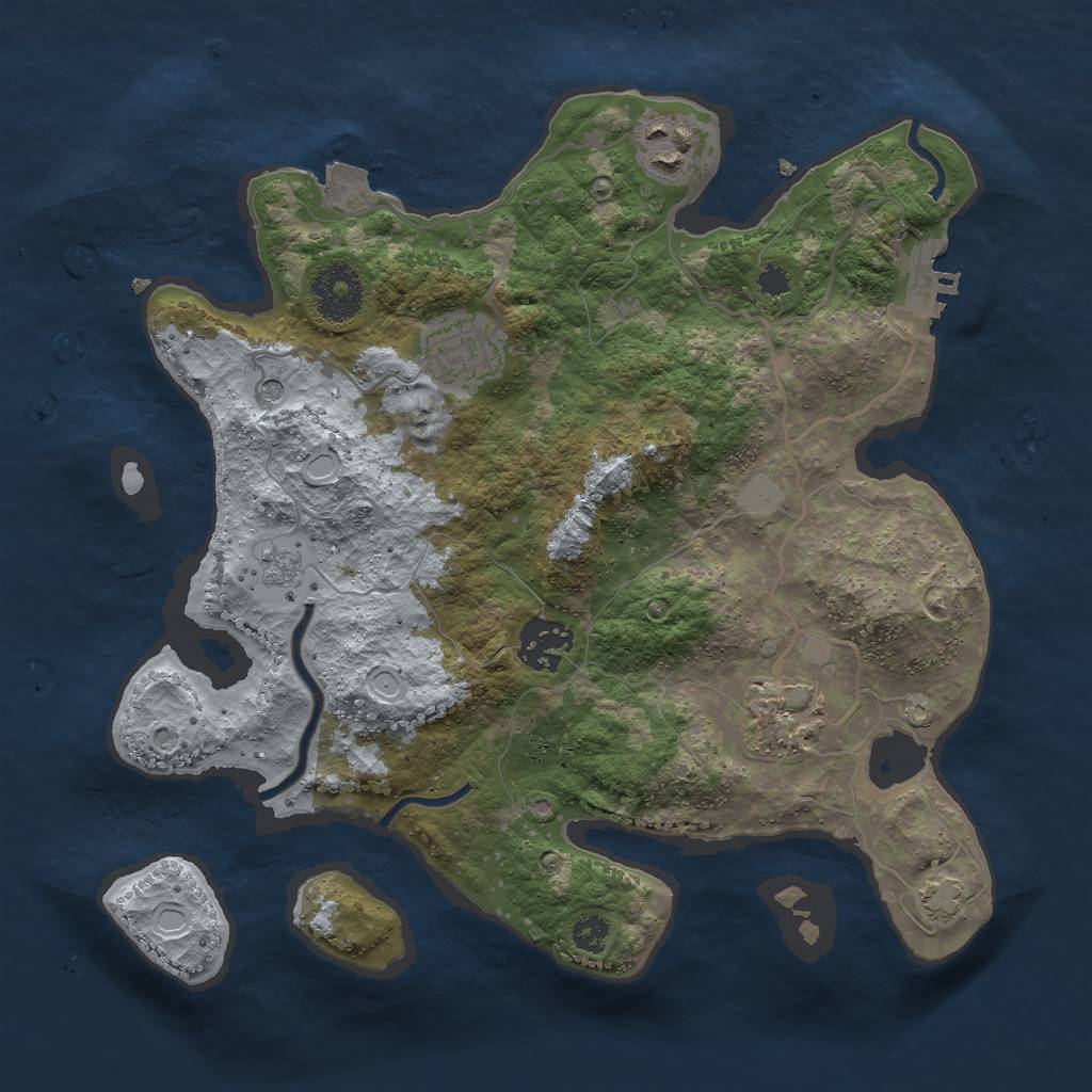 Rust Map: Procedural Map, Size: 3000, Seed: 1506405821, 11 Monuments