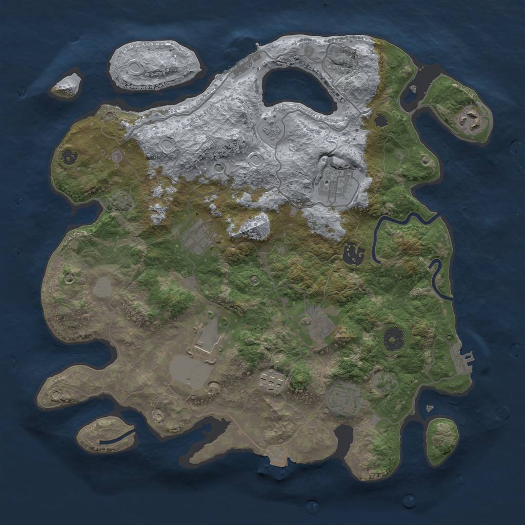 Rust Map: Procedural Map, Size: 3500, Seed: 1757767346, 16 Monuments