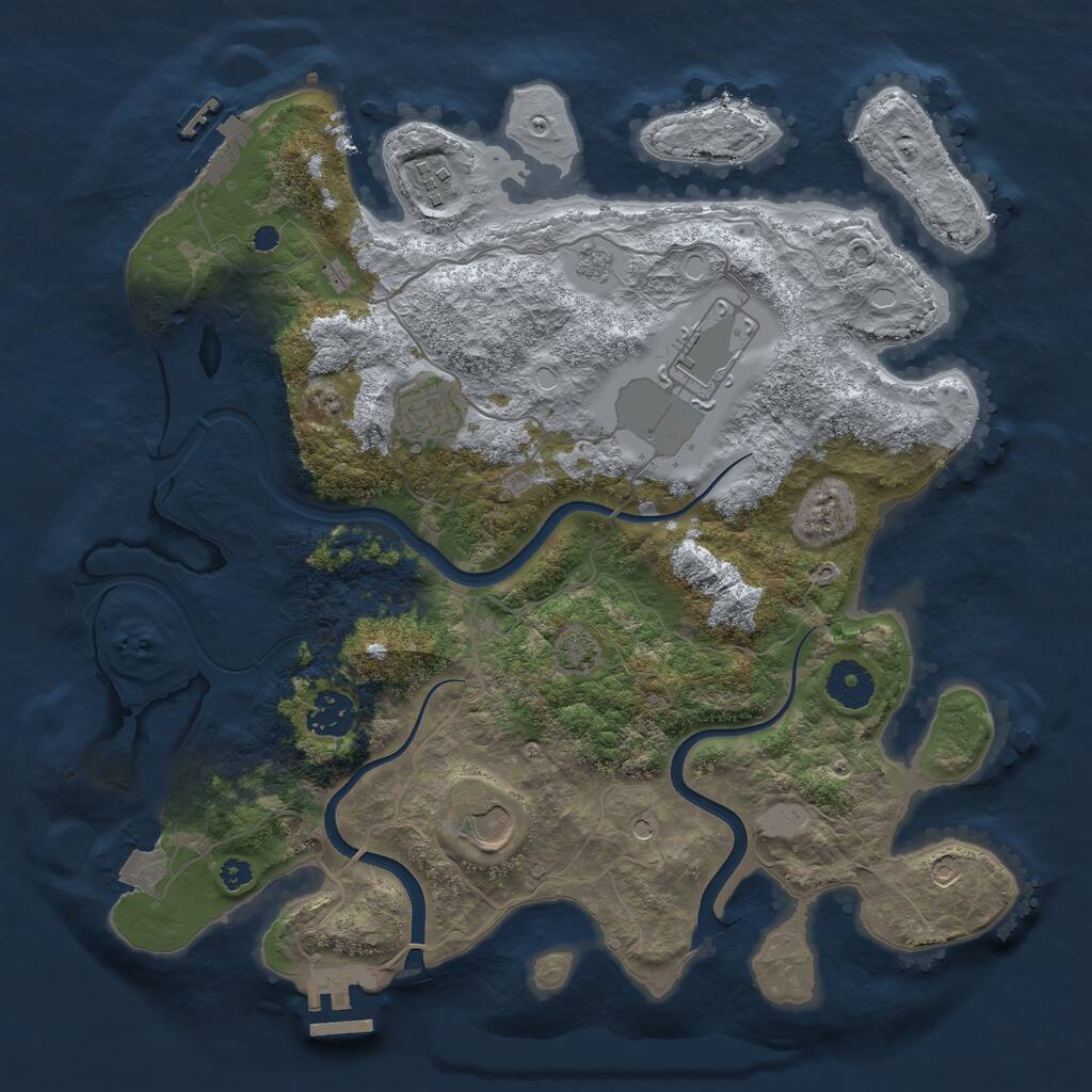 Rust Map: Procedural Map, Size: 3500, Seed: 410411820, 11 Monuments