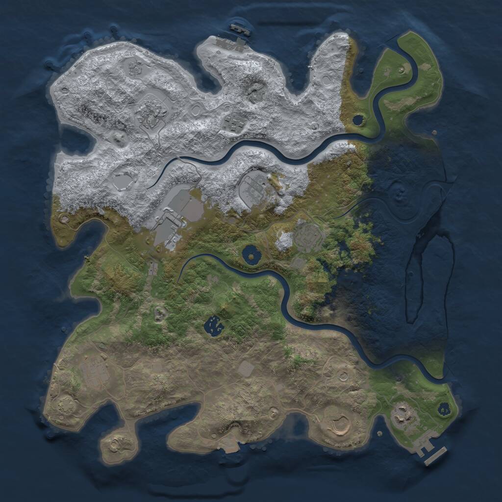 Rust Map: Procedural Map, Size: 3900, Seed: 48227545, 15 Monuments
