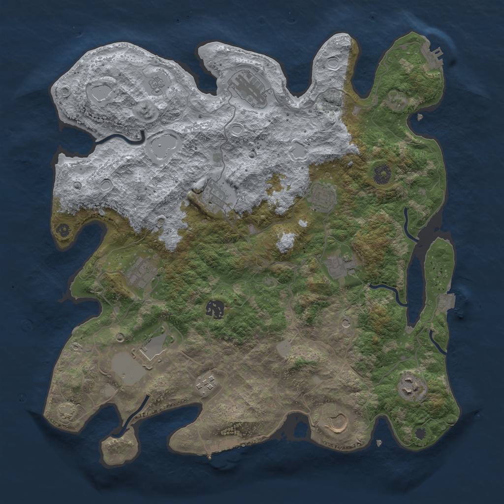 Rust Map: Procedural Map, Size: 3900, Seed: 48227545, 18 Monuments