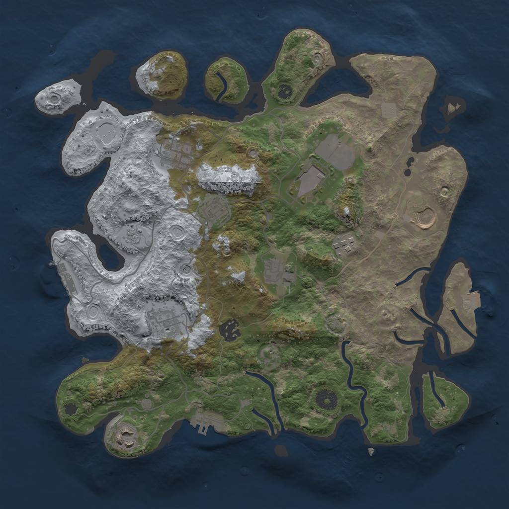 Rust Map: Procedural Map, Size: 3550, Seed: 86417502, 17 Monuments