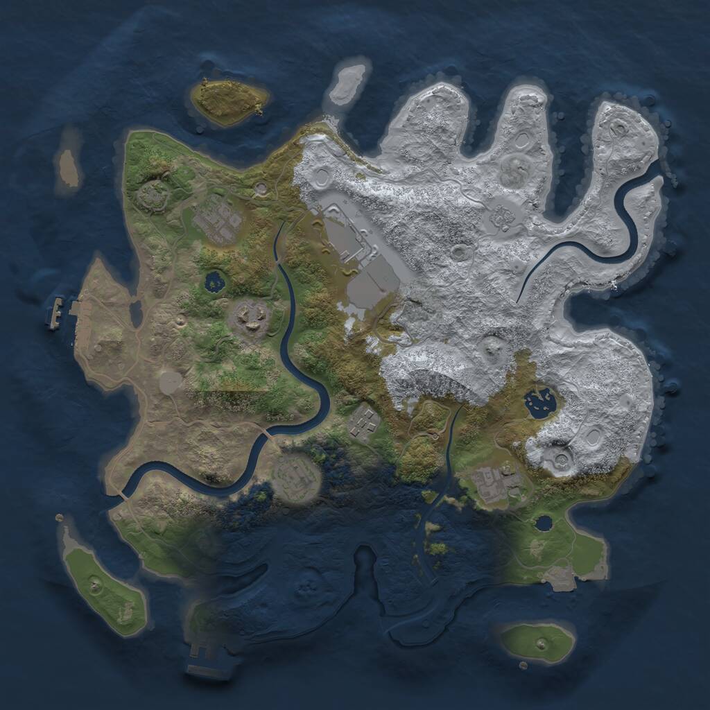 Rust Map: Procedural Map, Size: 3500, Seed: 1740737314, 13 Monuments