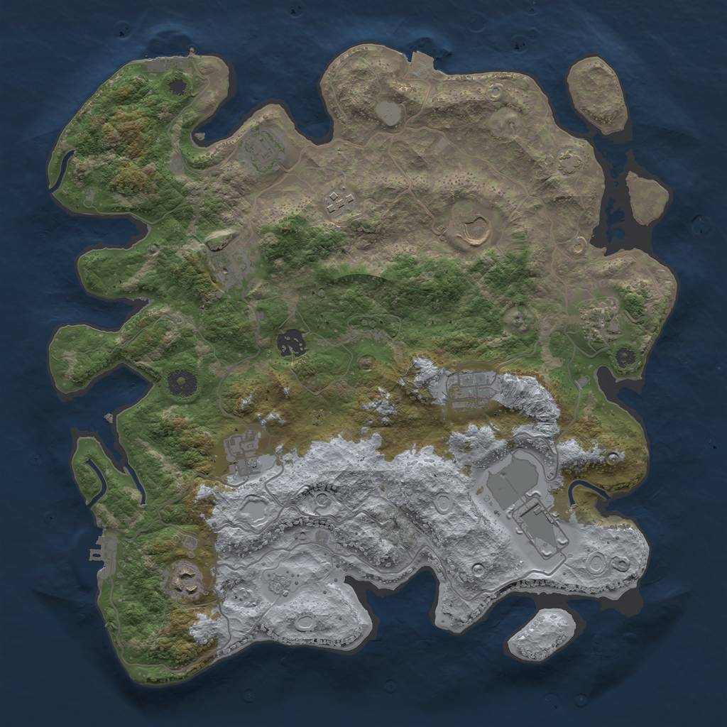 Rust Map: Procedural Map, Size: 3800, Seed: 41186232, 18 Monuments