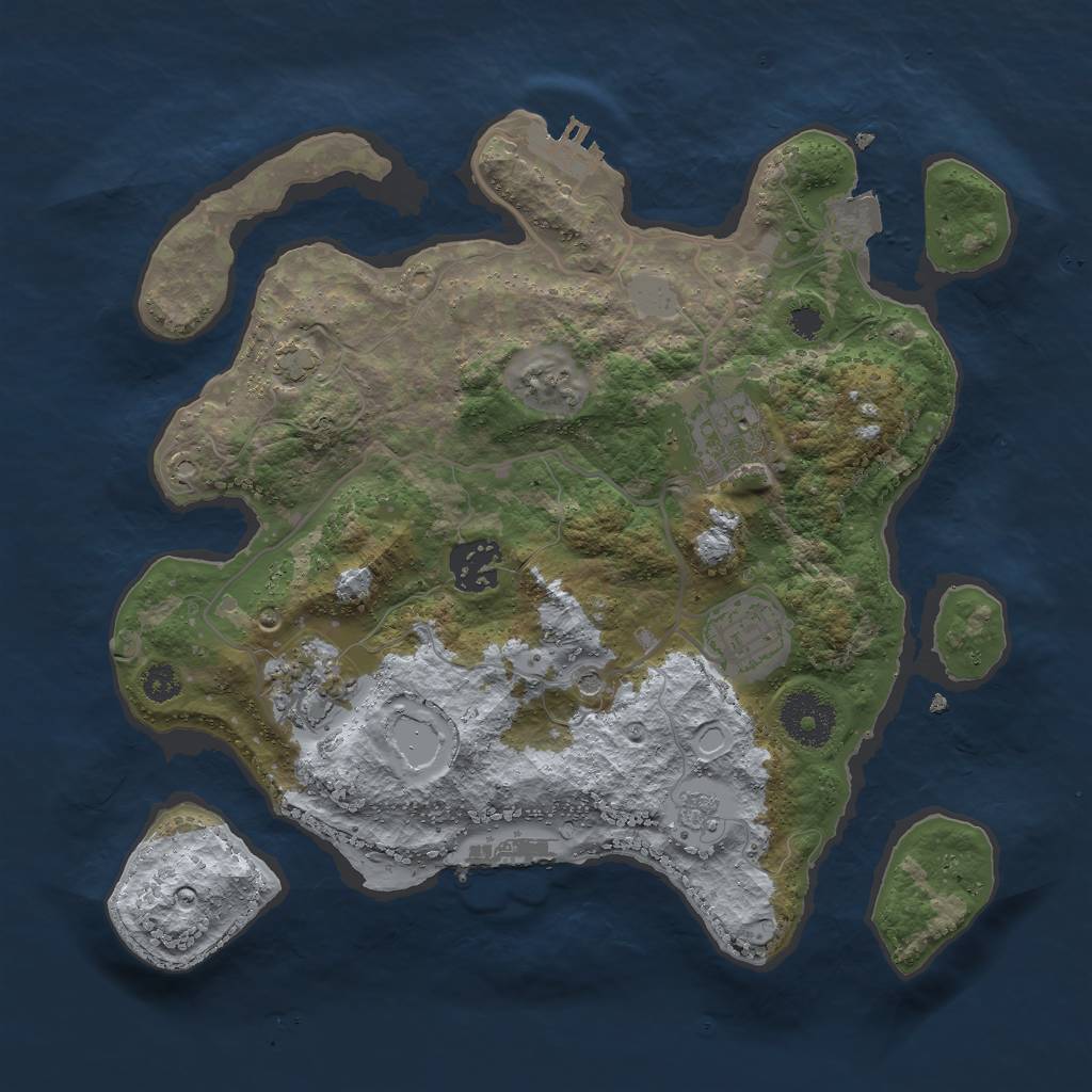 Rust Map: Procedural Map, Size: 3000, Seed: 519580803, 12 Monuments