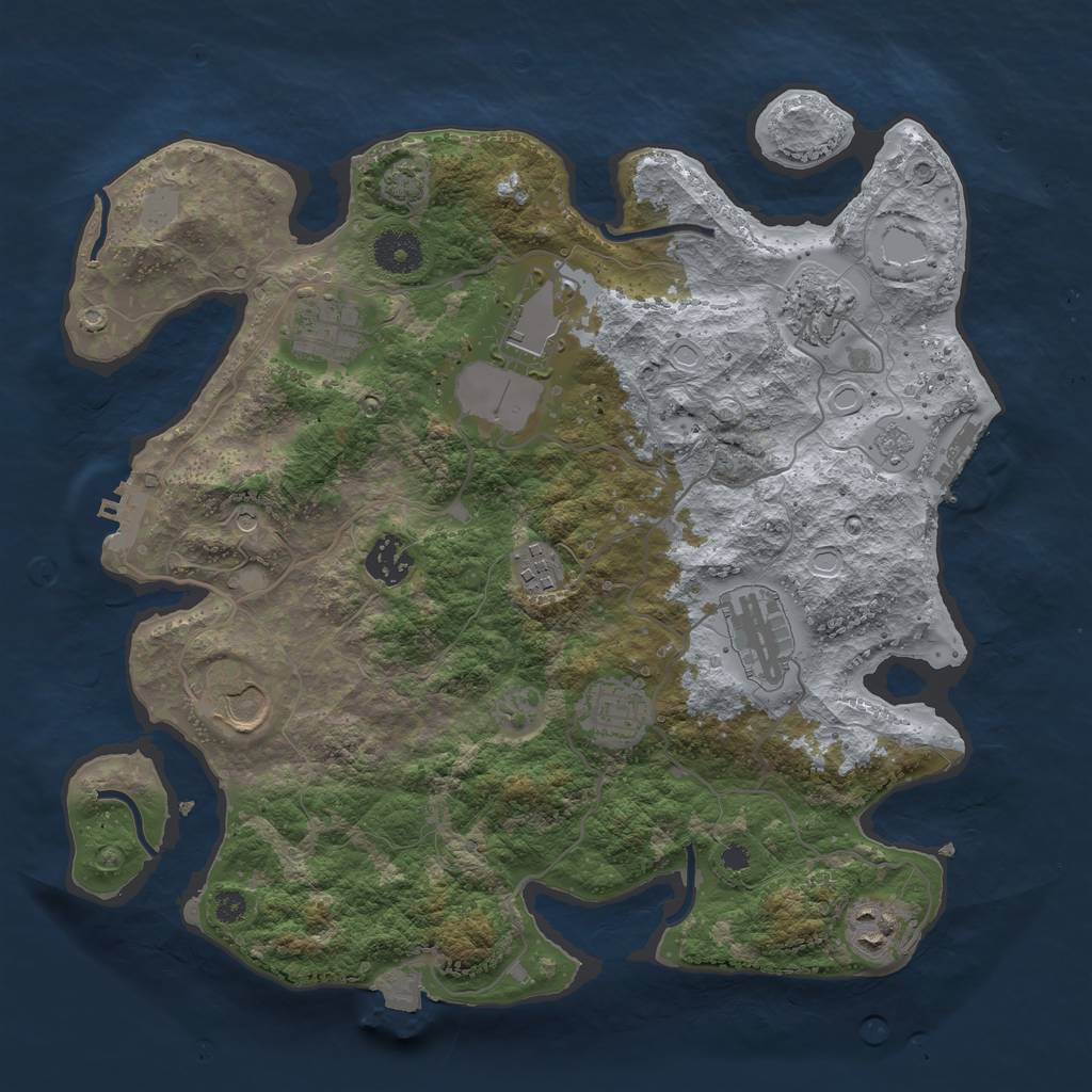 Rust Map: Procedural Map, Size: 3500, Seed: 1202534666, 17 Monuments