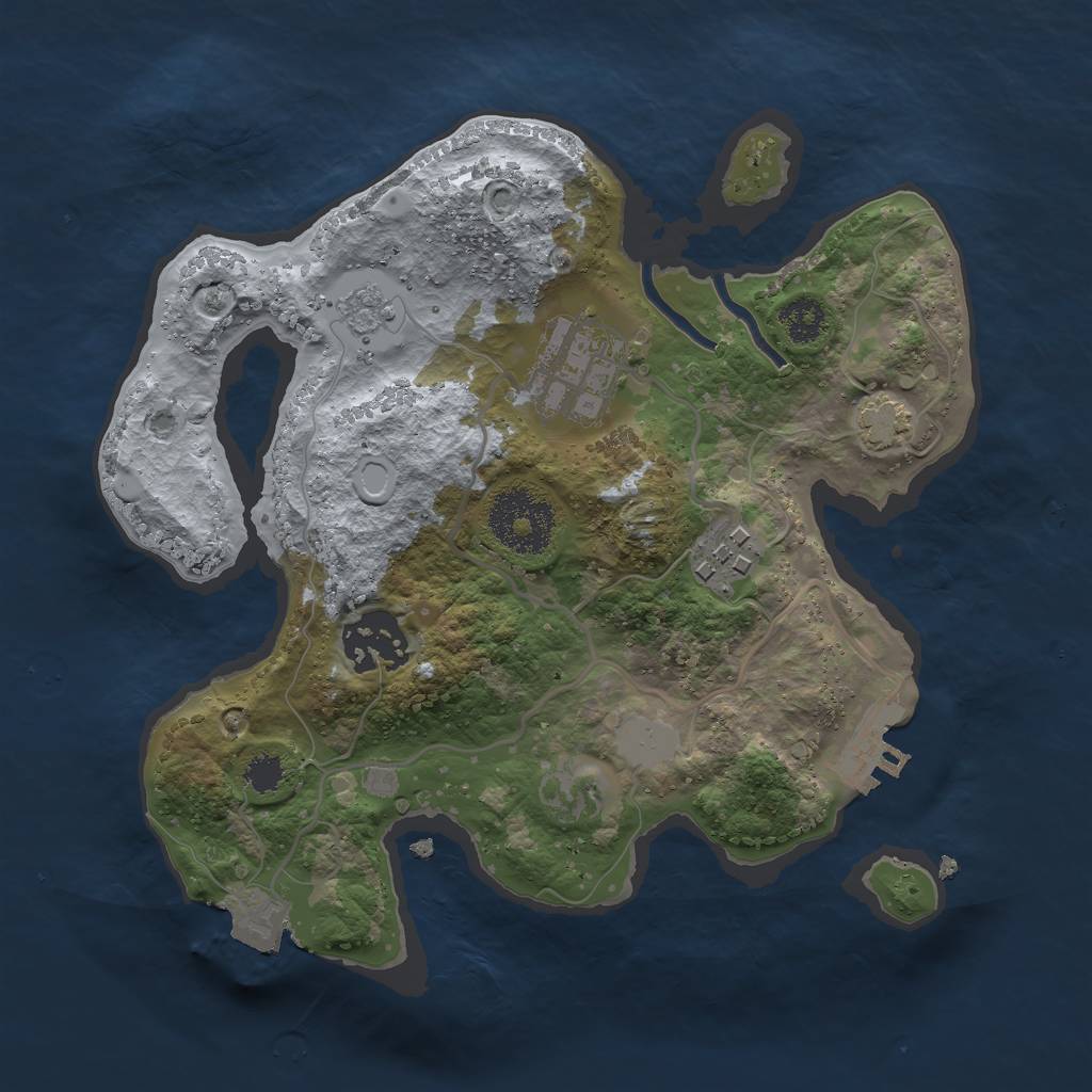Rust Map: Procedural Map, Size: 2500, Seed: 1640413624, 9 Monuments