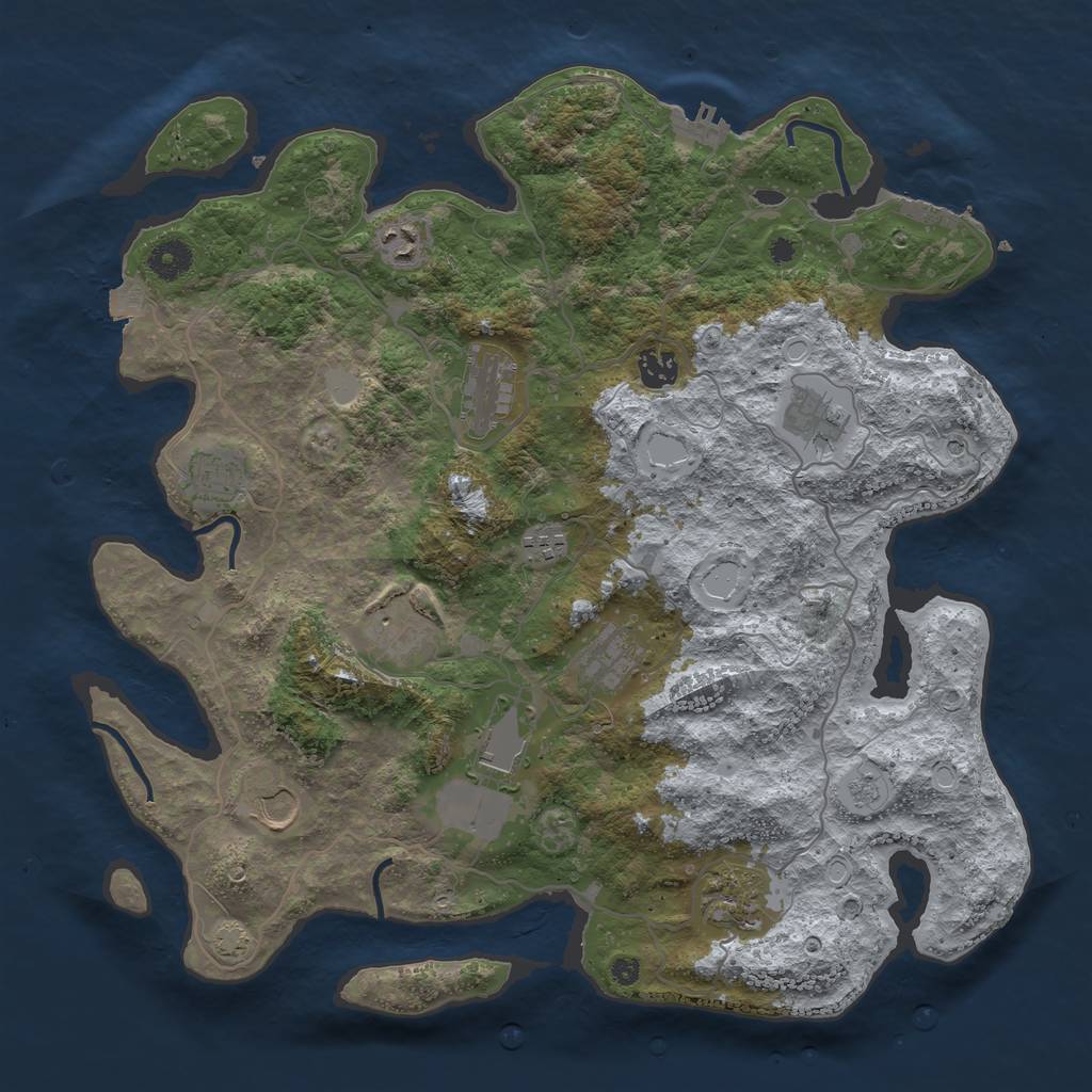 Rust Map: Procedural Map, Size: 4000, Seed: 354675, 19 Monuments