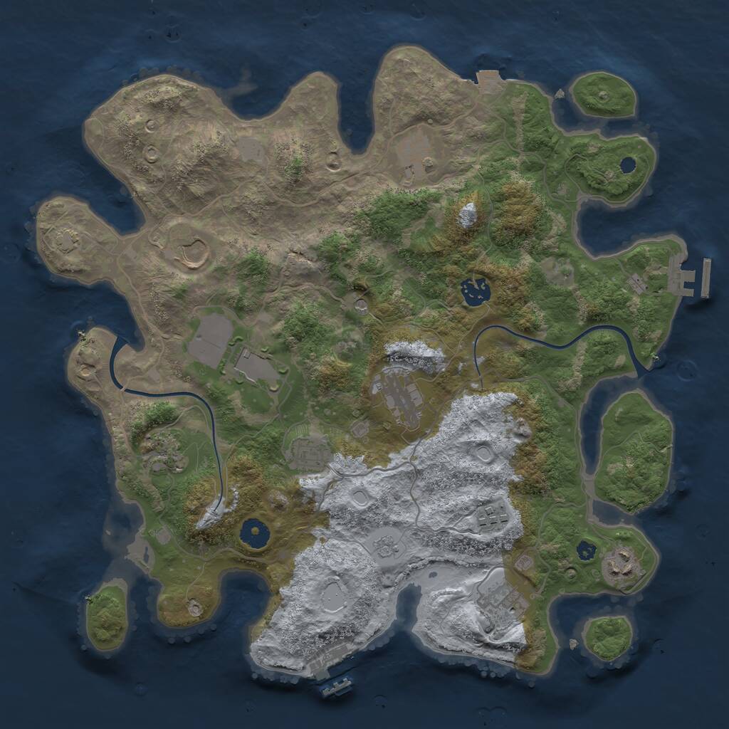 Rust Map: Procedural Map, Size: 3750, Seed: 192008271, 16 Monuments