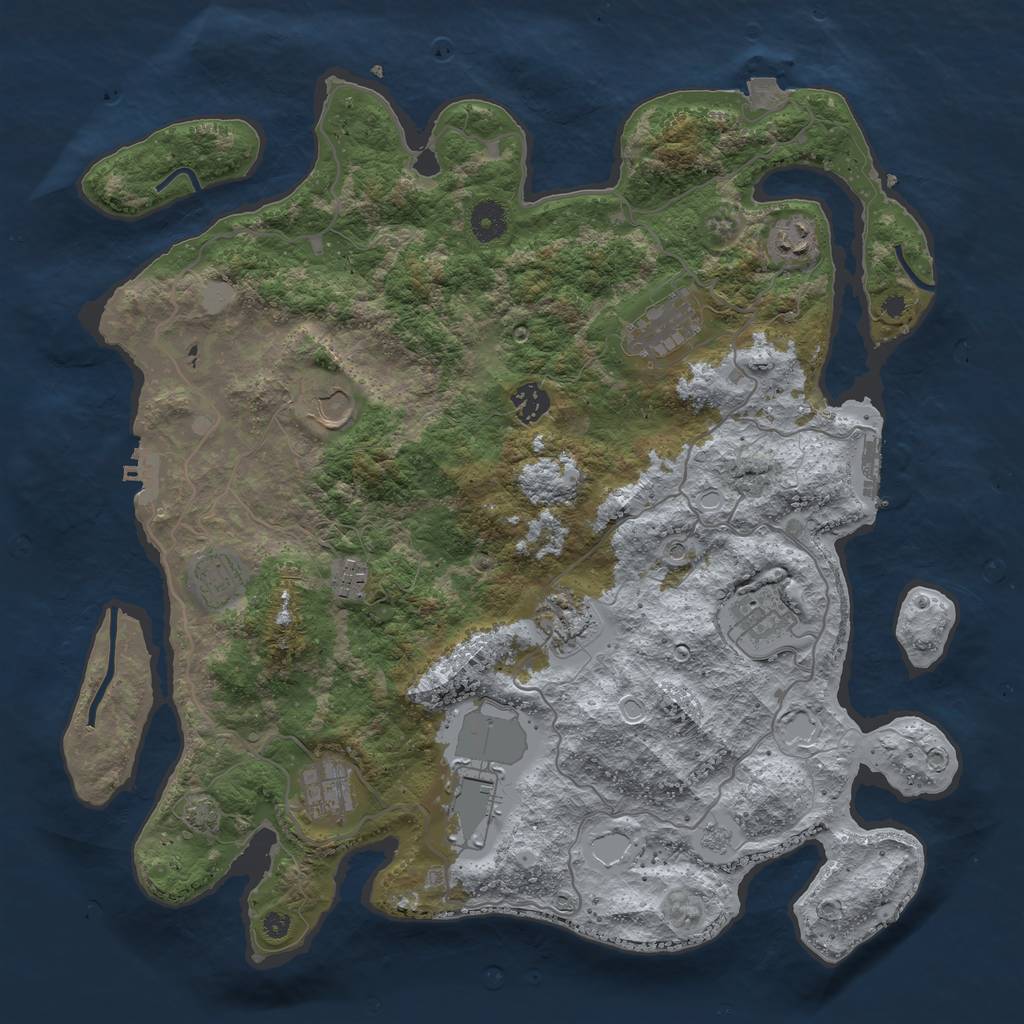 Rust Map: Procedural Map, Size: 4000, Seed: 1439729875, 18 Monuments