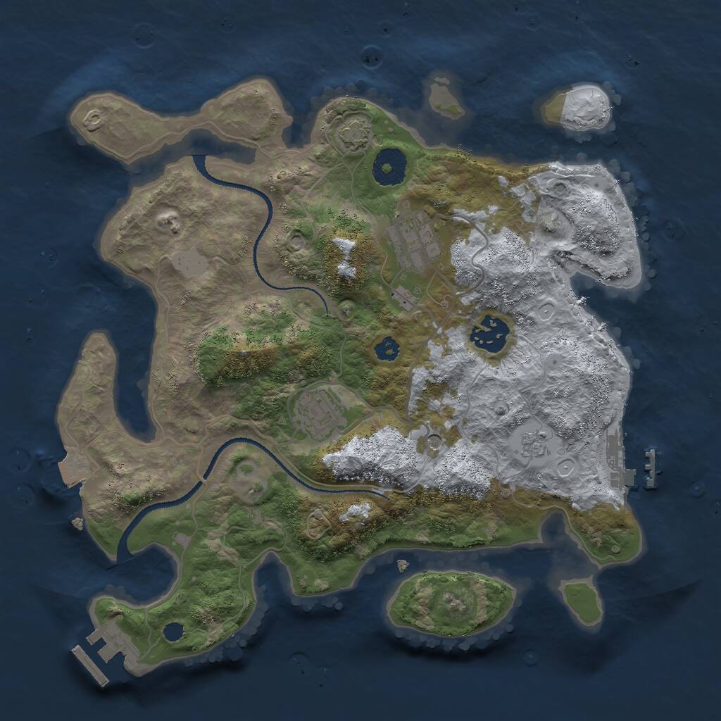 Rust Map: Procedural Map, Size: 3000, Seed: 79534666, 9 Monuments