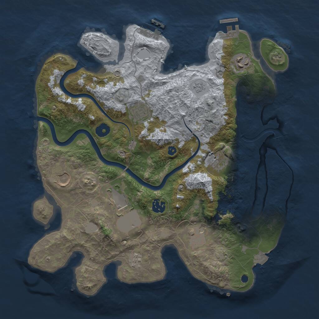 Rust Map: Procedural Map, Size: 3500, Seed: 16444000, 14 Monuments
