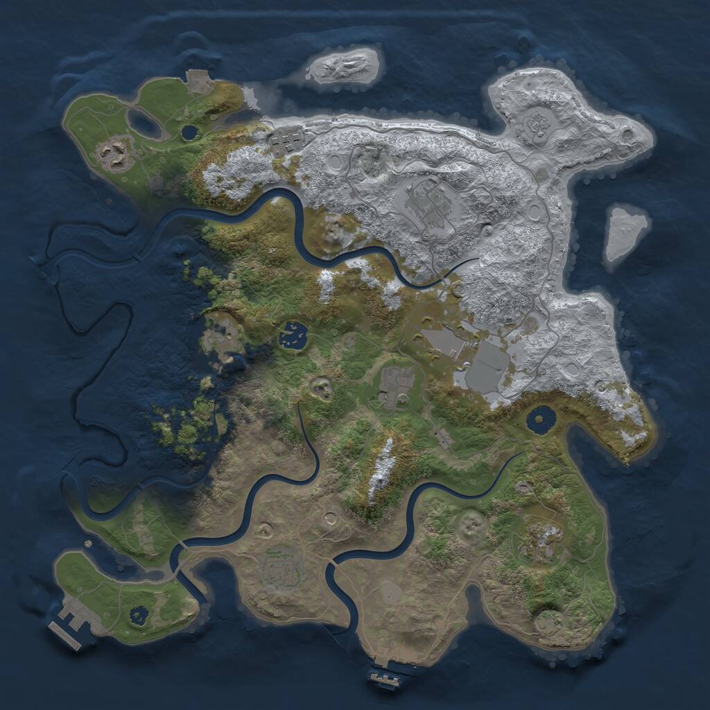 Rust Map: Procedural Map, Size: 3750, Seed: 99049247, 15 Monuments