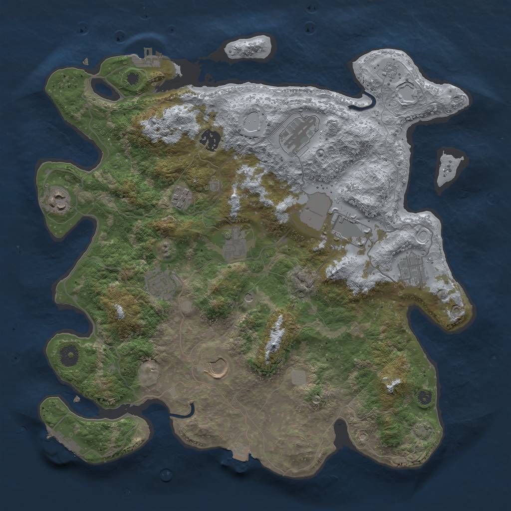 Rust Map: Procedural Map, Size: 3750, Seed: 99049247, 17 Monuments