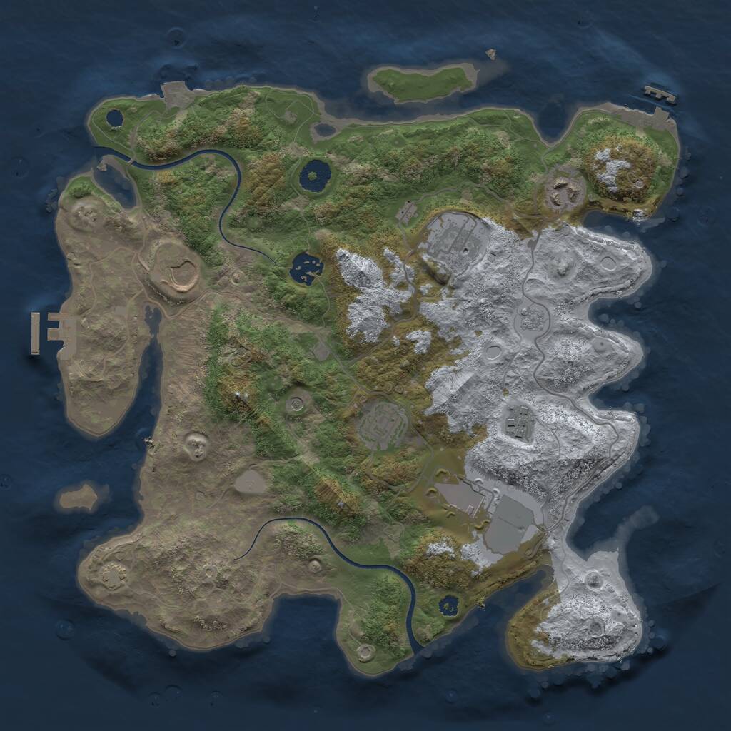 Rust Map: Procedural Map, Size: 3500, Seed: 249829, 13 Monuments