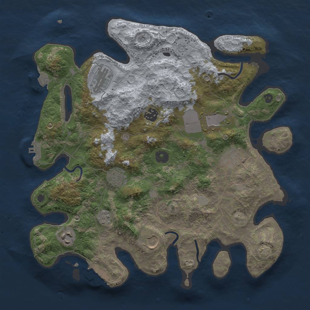 Rust Map: Procedural Map, Size: 3500, Seed: 302515299, 16 Monuments