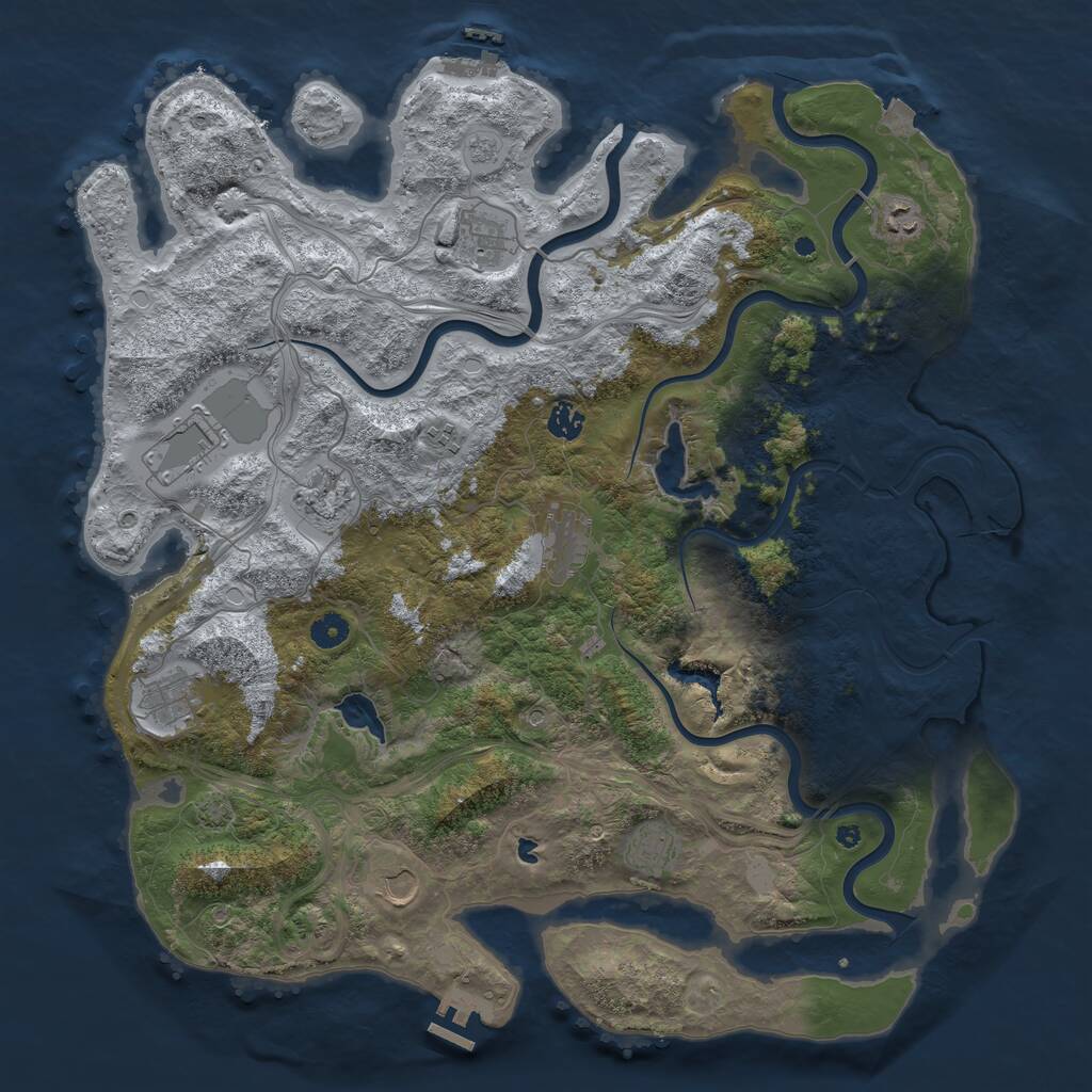 Rust Map: Procedural Map, Size: 4500, Seed: 11552745, 16 Monuments