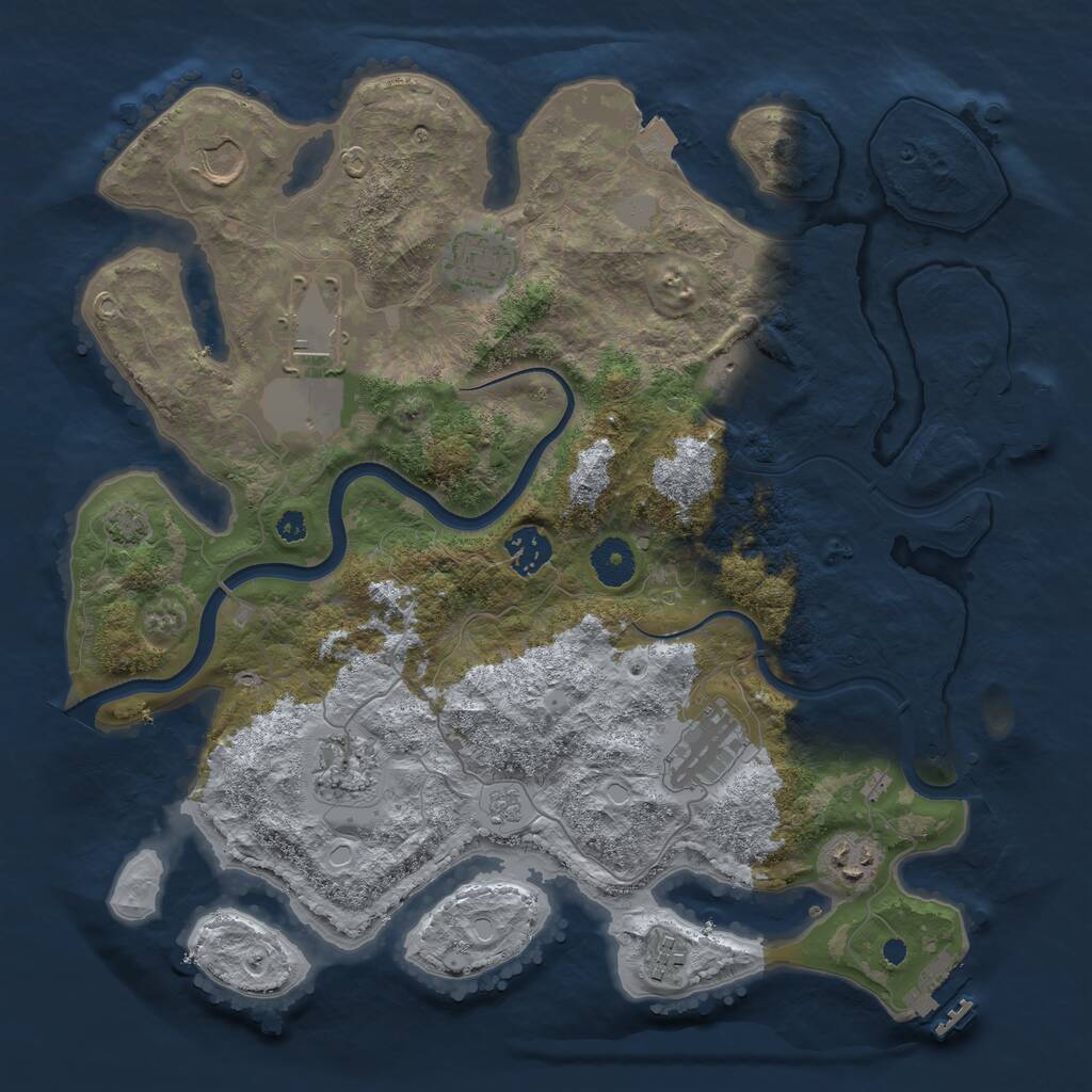 Rust Map: Procedural Map, Size: 3600, Seed: 81598827, 14 Monuments