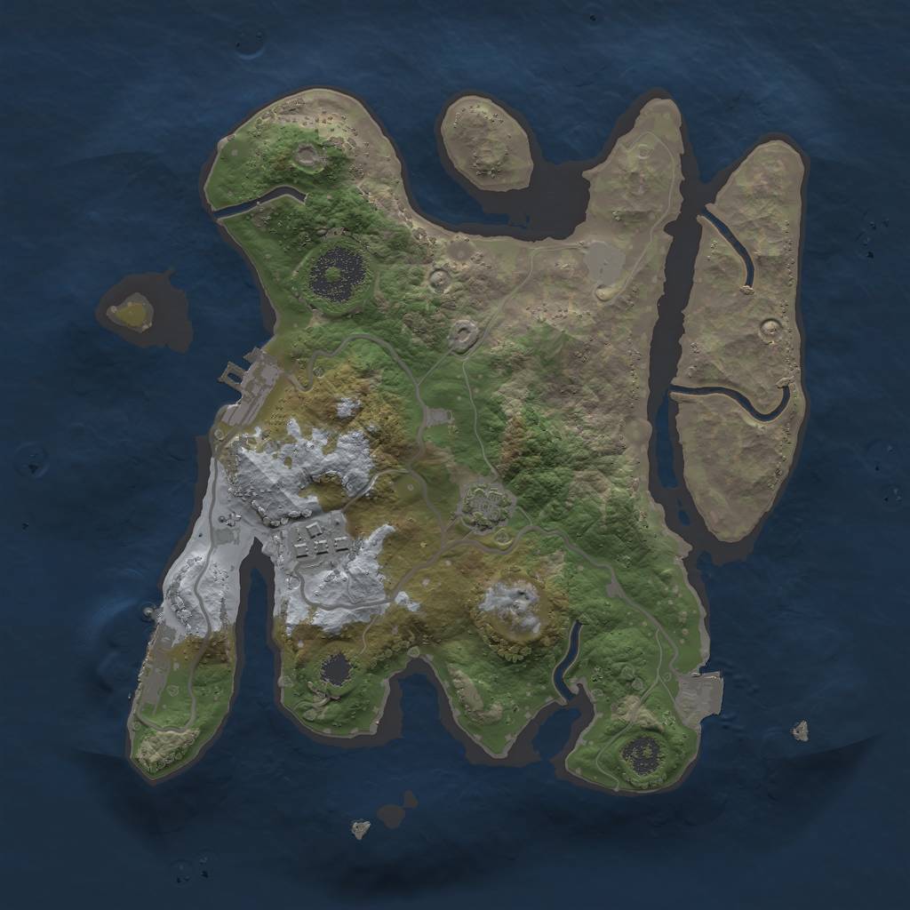 Rust Map: Procedural Map, Size: 2500, Seed: 905375966, 7 Monuments