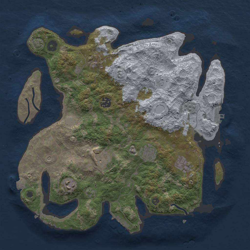 Rust Map: Procedural Map, Size: 3450, Seed: 77918158, 15 Monuments