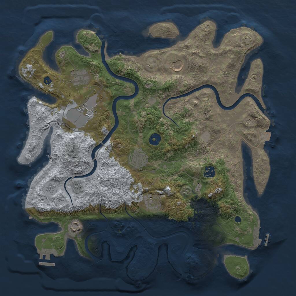 Rust Map: Procedural Map, Size: 3750, Seed: 23052024, 14 Monuments